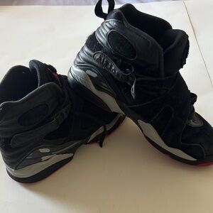 Nike Air Jordan’s Retro”Bred” sneakers black suede upper w/ gray & red accents